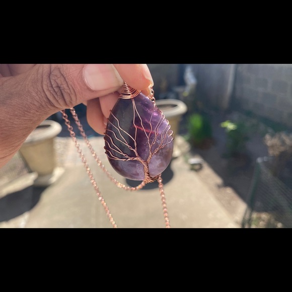 Hand made wire wrapped Ametrine cabochon with 24” adjustable chain. - Picture 3 of 5